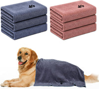 2 Pack Microfiber Dog Towels for Drying Dogs - Grey + Brown / 6-Pack