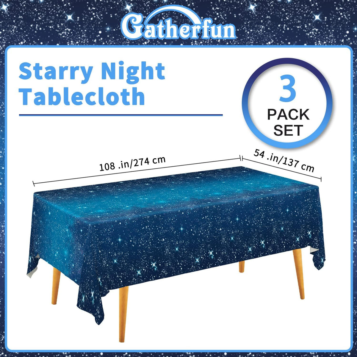 Gatherfun Football Party Decorations Disposable Tablecloth Plastic - Space - image 2