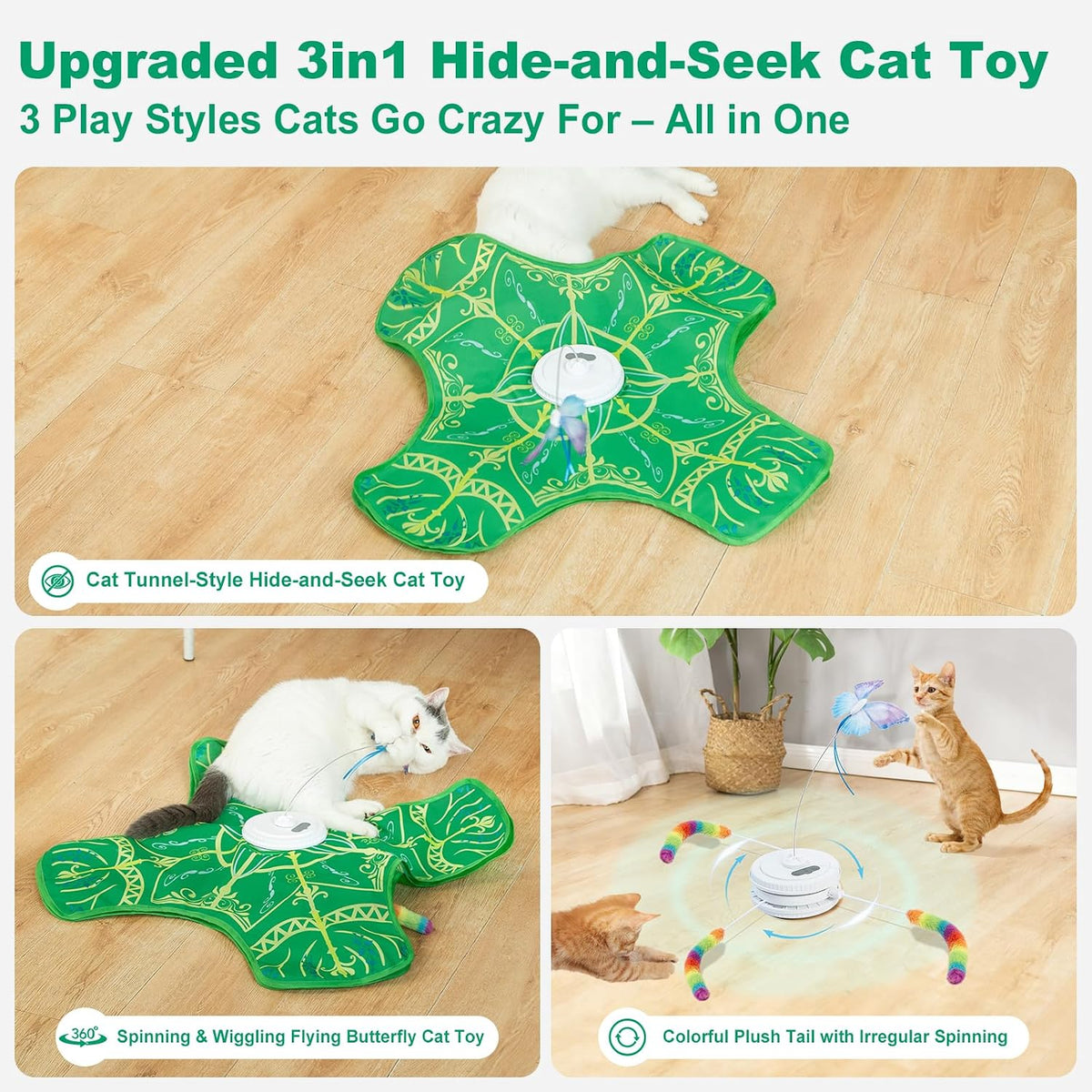 Interactive Cat Toys for Indoor Cats - Green Cover Cloth Toy - image 2