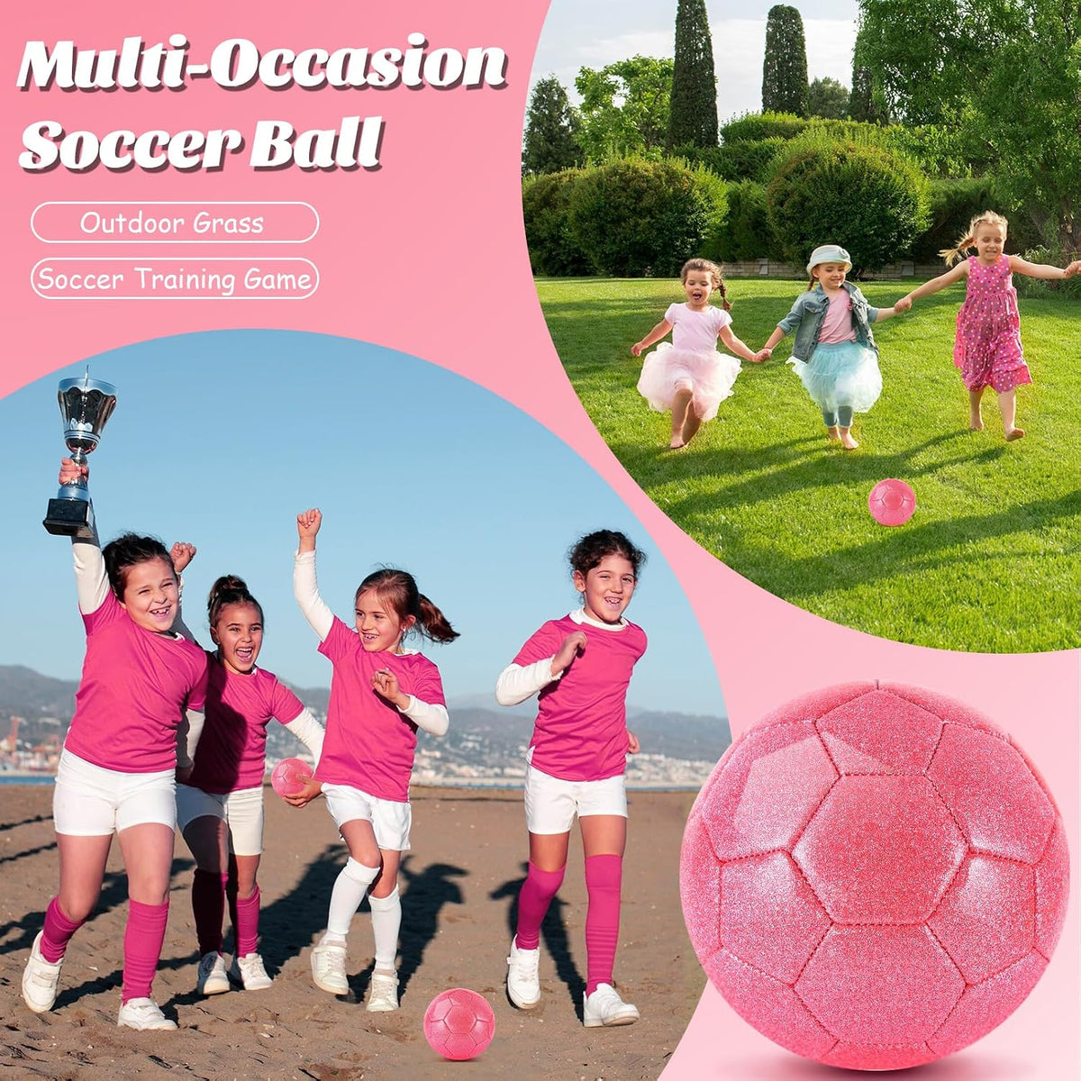 DLUGOPIS sparkling pink size 2 toddler soccer ball for ages 3 to 8 - view 16