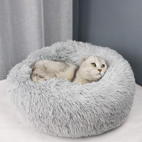 Cat Bed for Indoor Cats, Mini Plush Self Warming Kitten Bed - Medium 24'' / Light Grey - image 4