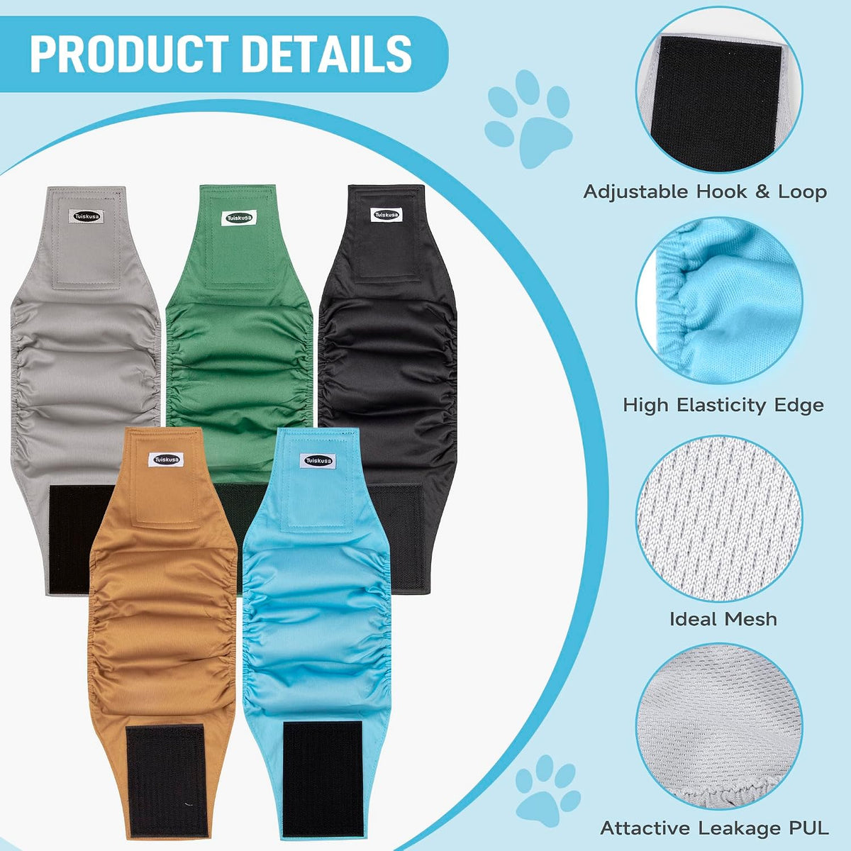 Tuiskusa Male Dog Diapers - Green Coffee / Large - image 4