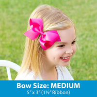 Wee Ones medium smoke blue girls grosgrain hair bow with scalloped edges and no slip clip - view 21
