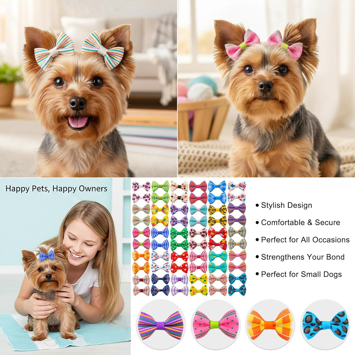 Dog Hair Bows Small Puppy Clips for Pet Grooming Accessories Doggy - 60pcs dog hair clips - image 2