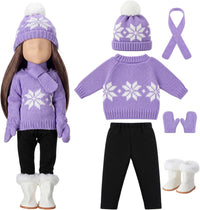Bencailor Christmas doll clothes for 18 inch dolls in red and white cowgirl style with hat and boots