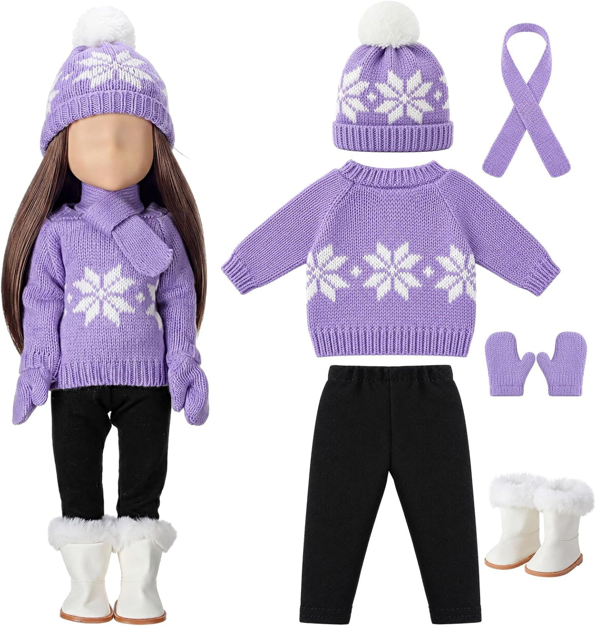 Bencailor Christmas doll clothes for 18 inch dolls in red and white cowgirl style with hat and boots