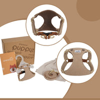 Puppytie XS Dog Harness and Leash Set, Denim Brown, XS – Essentials for Dogs - Pocket-Brown / XS(4.5-11lb) - image 3