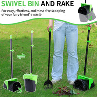 Pooper Scooper Large Swivel Bin & Rake with 160 Waste Bags - Green1 - image 4