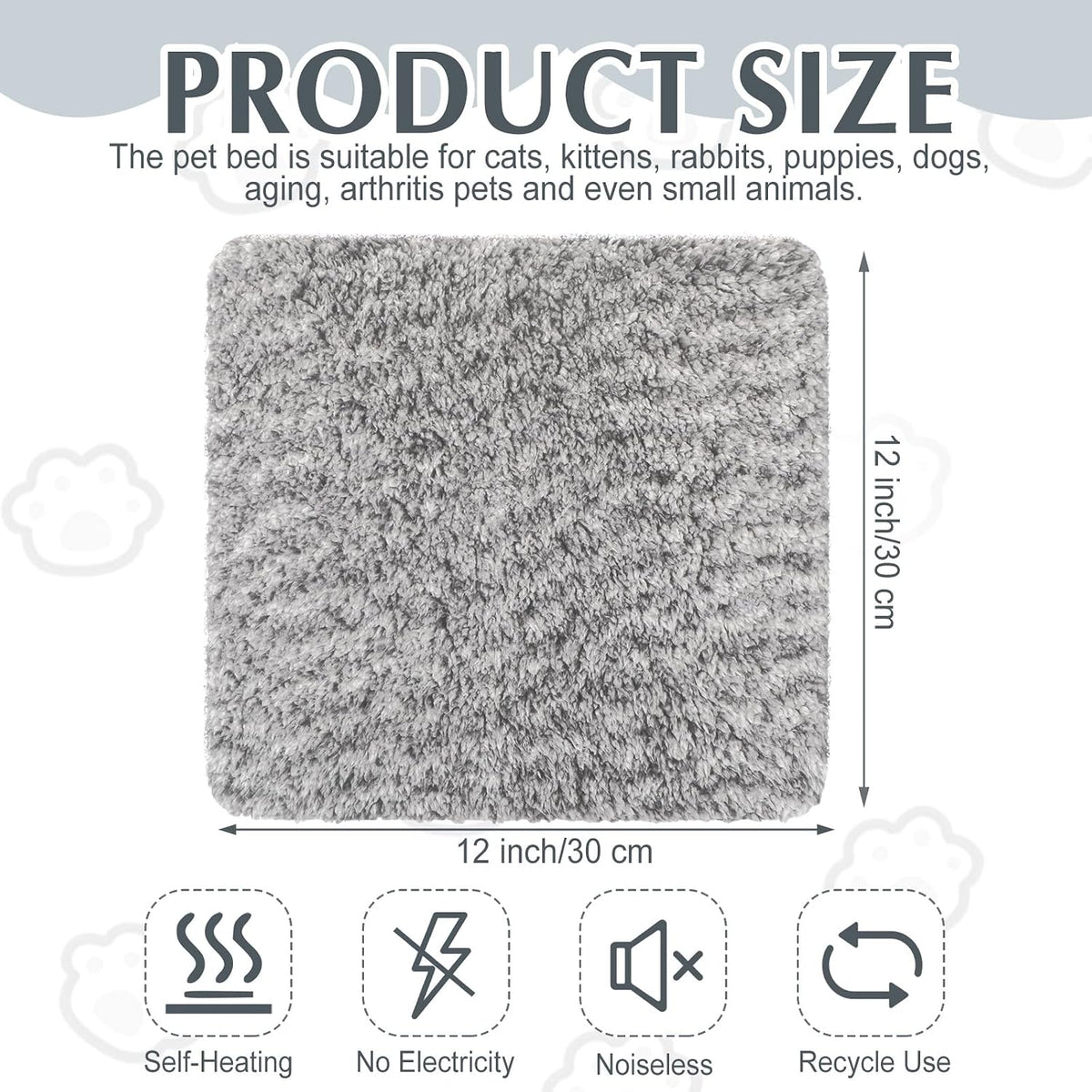 Drydiet 4 Pack Self Warming Cat Mat for Pets - 12 x 12 Inch / Gray / Solid - image 2