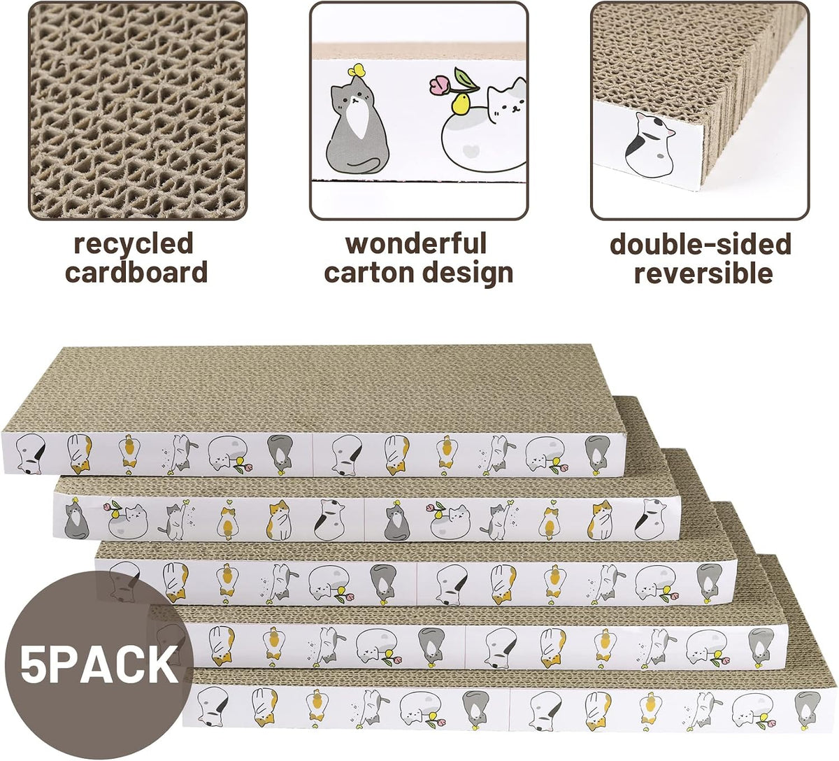 PatiencET Cat Scratch Pad with Box - Flat - 5 Pack - image 3