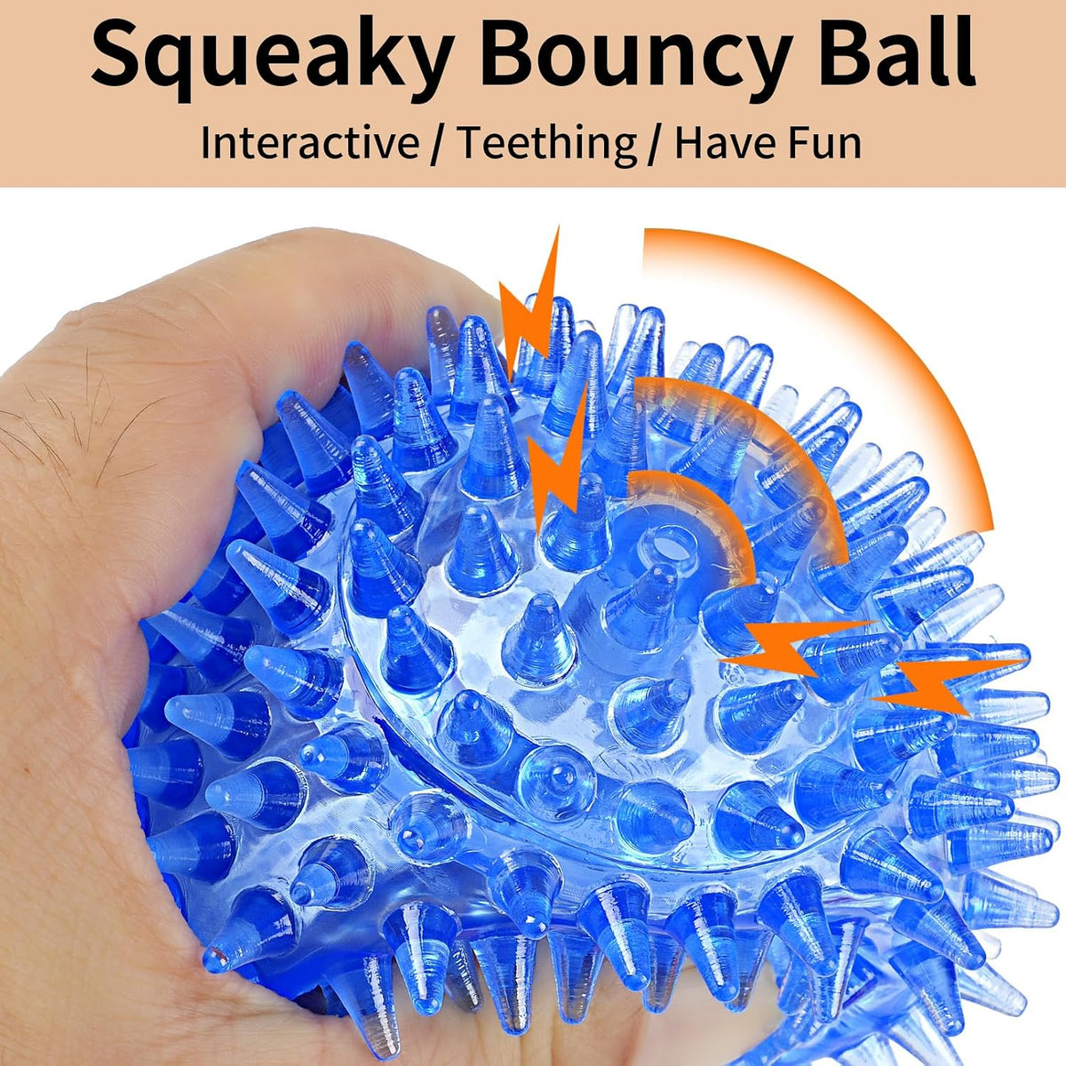 6 Pack Squeaky Spiky Dog Balls, Puppy Chew Toys for Teething - Medium - image 4