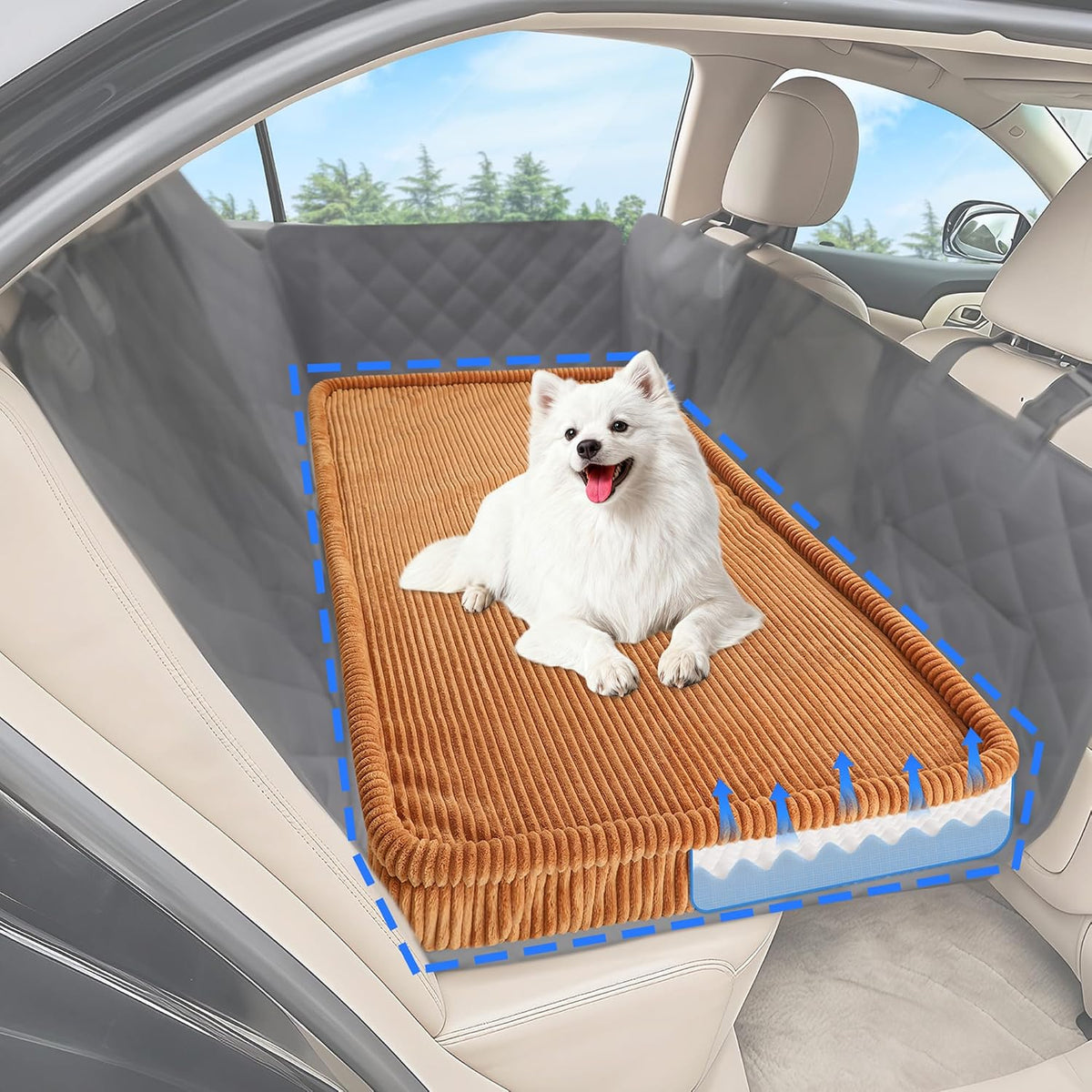 Dog Car Bed, Non-Slip Backseat Extender Pet Mat 50"x24.6"x2" – Essentials for Dogs - Medium (50"L×24.6"W×2"H) / Brown