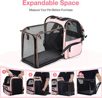 Cat Carrier Backpack, Expandable Pet Carrier with Sun Shade & Full Front Opening, Breathable Mesh - Pink / XL-Mesh Window - image 4