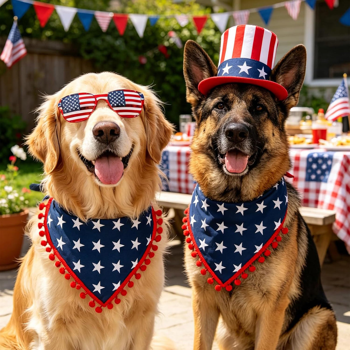 Halloween Dog Bandanas with No Tricks Sign - American Flag E / Large - image 3