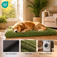 Exsnugy Washable Dog Bed Mat Medium Size Fluffy Pet Crate Pad 36x23 – Essentials for Dogs - Green / 30.00" x 19.00" x 1.50" - image 3