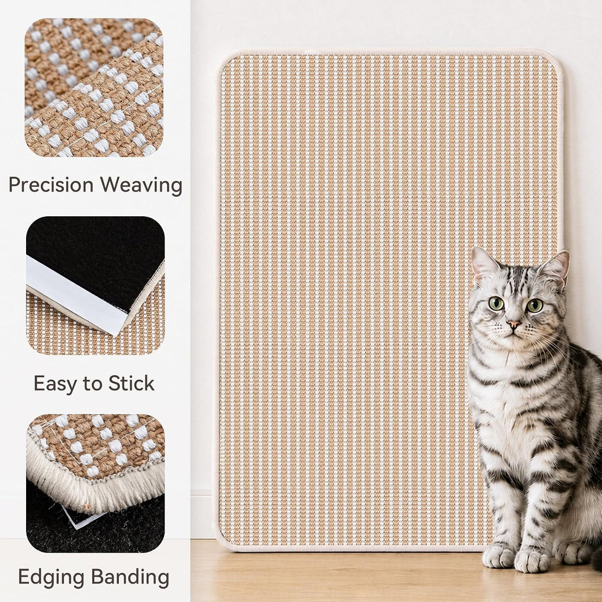 Cat Scratcher Mat, 23.6"x15.7" Natural Sisal Cat Scratch Pad – Essentials for Cats - Beige / 2 Pack-23.6"x15.7" - image 3