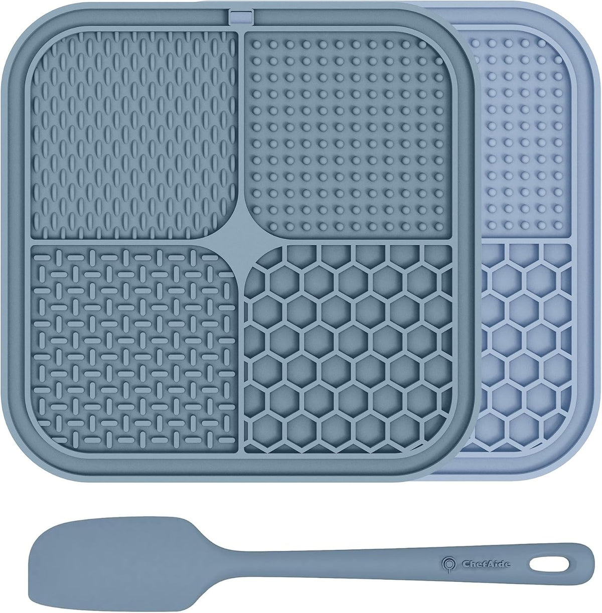 ChefAide 2 Pack Lick Mat for Dogs - Light Blue and Dark Blue