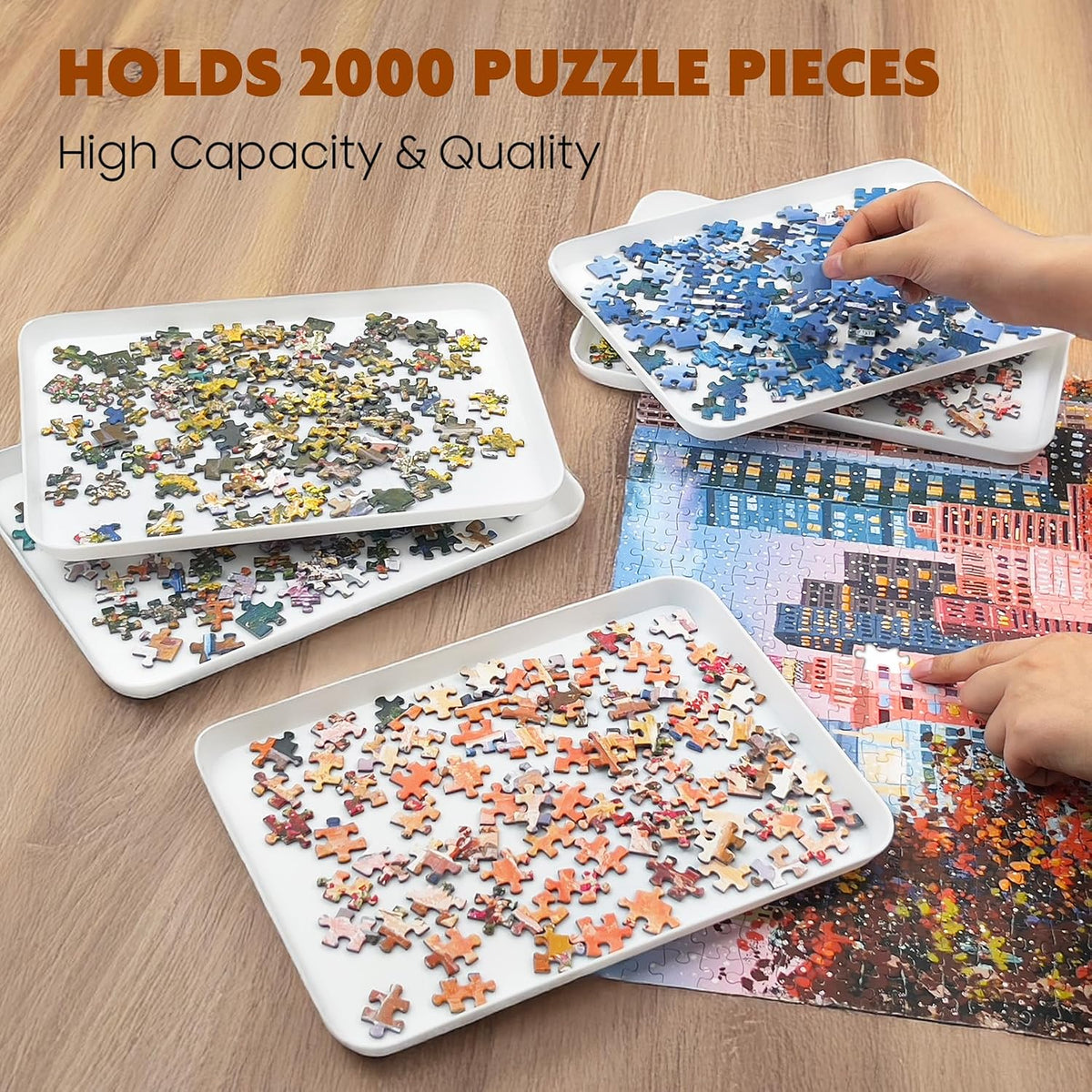 Nariolar extra-large stackable puzzle sorting trays in 6 colors - view 6