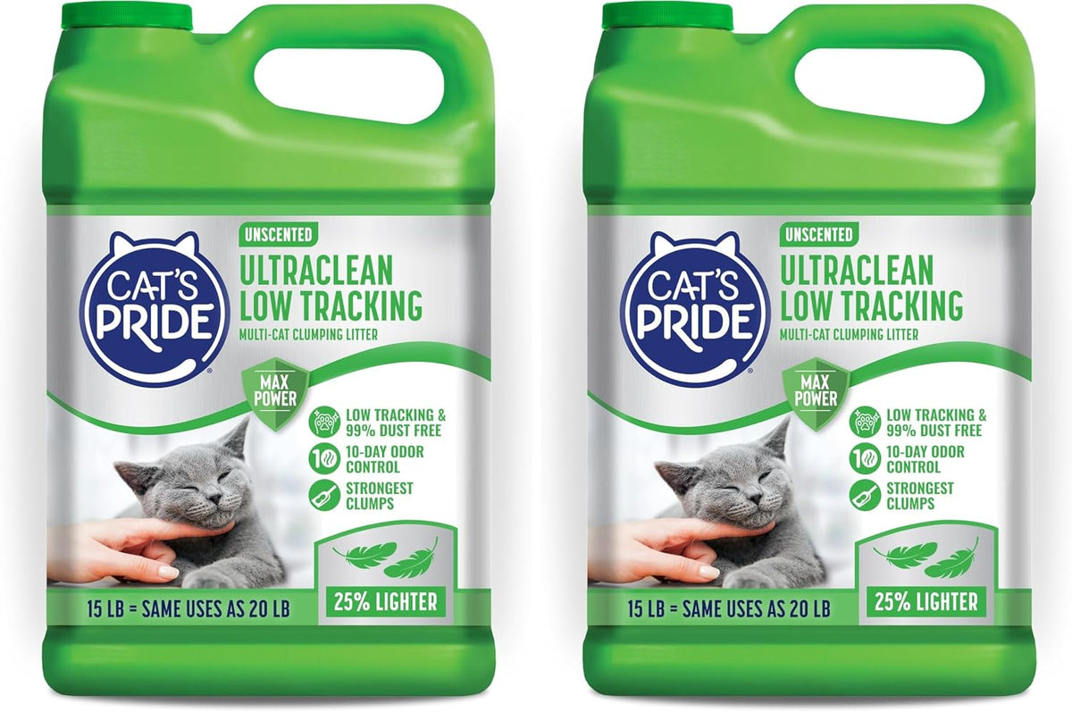 Cat's Pride UltraClean Low Tracking Powerful Clumping Litter - 15 Pound (Pack of 2) / Unscented Low Tracking