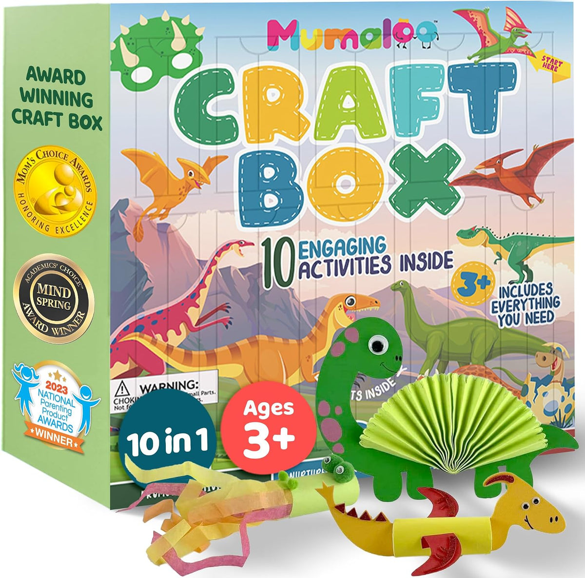 Mumaloo Arts and Crafts Kit for Kids, 10 Projects Ages 4, 8 - Dinosaur