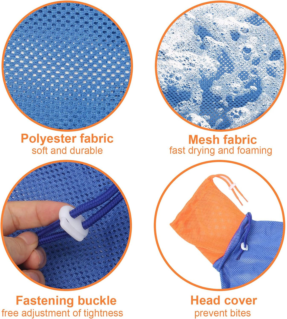 Cat Bathing Bag Anti Scratch Grooming Shower Washing Bag for Nail - Blue-Orange - image 3