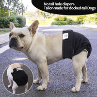 CuteBone Washable Dog Diapers Female No Tail Hole 3 Pack Reusable - For docked-tail, all black 3pcs / L - image 3
