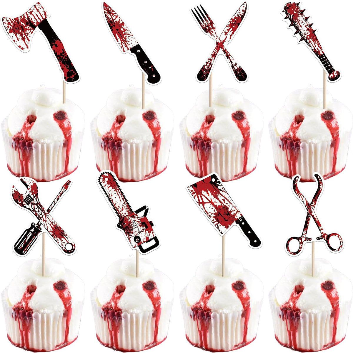 Zhuoweism Halloween horror Happy Birthday glitter cake topper on bamboo stick - view 6