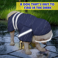Dog Raincoat, Adjustable Rain Jacket with Hooded Double Layer for Large Medium Small Dogs Puppies - Navy / X-Large - image 3