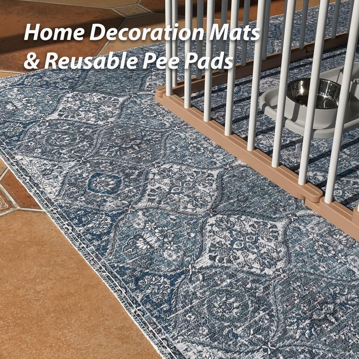 Washable Pee Pads for Dogs, Stylish - 48x48 Inch (Pack of 2) / Blue/Multi - image 3