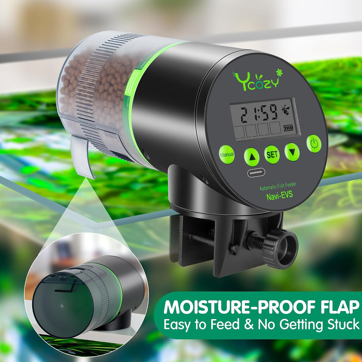 Automatic Fish Feeder Rechargeable with USB Cable Moisture-Proof - Plug Powered-EVS - image 4