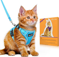 Cat Harness and Leash Set, Escape Proof Kitten Harness, Black - Night Blue / X-Small (4-6lb)