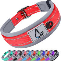 Joytale Reflective Dog Collar for Large Dogs with Wide Padding - Red / M