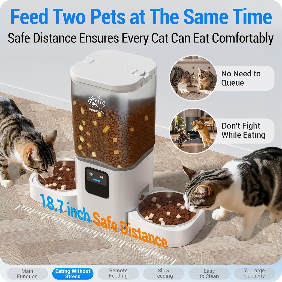 Frienhund Automatic Cat Feeder with 2K Camera: 5G WiFi Automatic Dog - White-2 - image 3