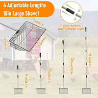 Chicken Coop Pooper Scooper, 36" to 67" Stainless Steel Long Handle Cat Litter Scoop, 5 Segment Extendable Dog Poop Scooper Long Handle, Pet Pooper Scooper for Chicken Dog Cat Manure Rabbit Manure