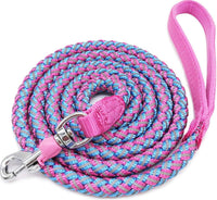 Reflective Dog Leash 2/3/4/6/10ft Braided 1/2" Strong Nylon Rope – Essentials for Dogs - 4ft * 1/2" / Pink