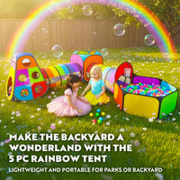 Playz 5pc Pop Up Play Tent and Crawl Through Tunnels for Kids w/Carry - Rainbow Multicolor - image 2