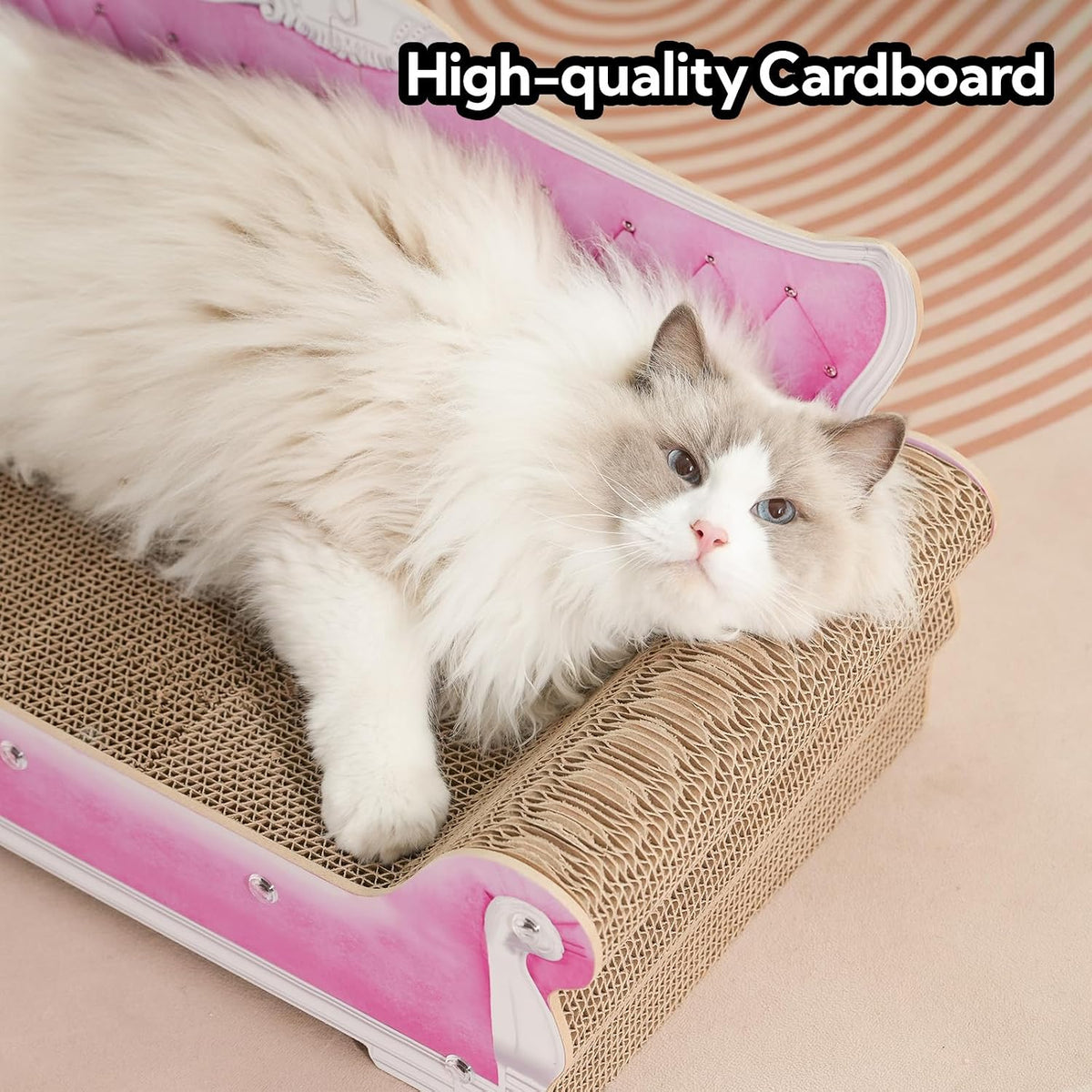 5 Packs in 1 Cat Scratch Pad with Box for Indoor Cats - Sofa Shape / 27.5inch / Pink - image 4