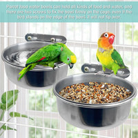 PINVNBY Parrot Feeding Cups Birds Food Dish Stainless Steel Parrot - Double screw / S - image 2
