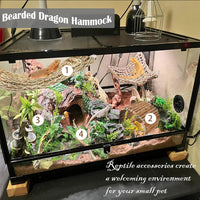 Bearded Dragon Hammock,Lizard Lounger Reptile Tank Hanging Plants Climbing Jungle Vines Flexible - Type：Hammock with wooden bridge(B) - image 2