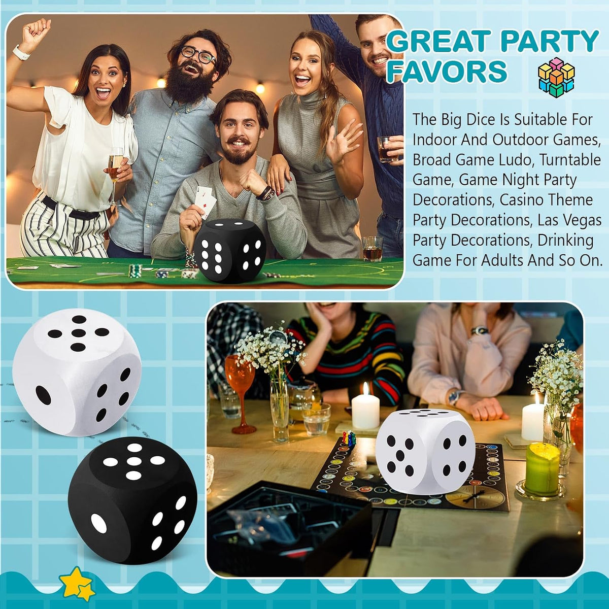 Shappy 6 Inch Foam Dice Big Dice Jumbo Large Cube, 1 Pc - White and Black / 2 - image 4