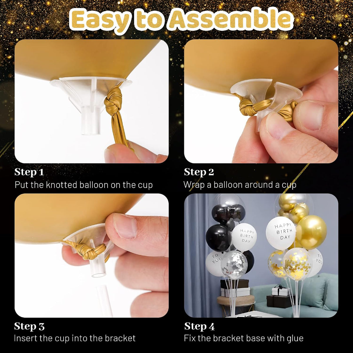 JOYYPOP 4 Sets Balloon Stand Kit For Table - 6 Pack Clear - image 3