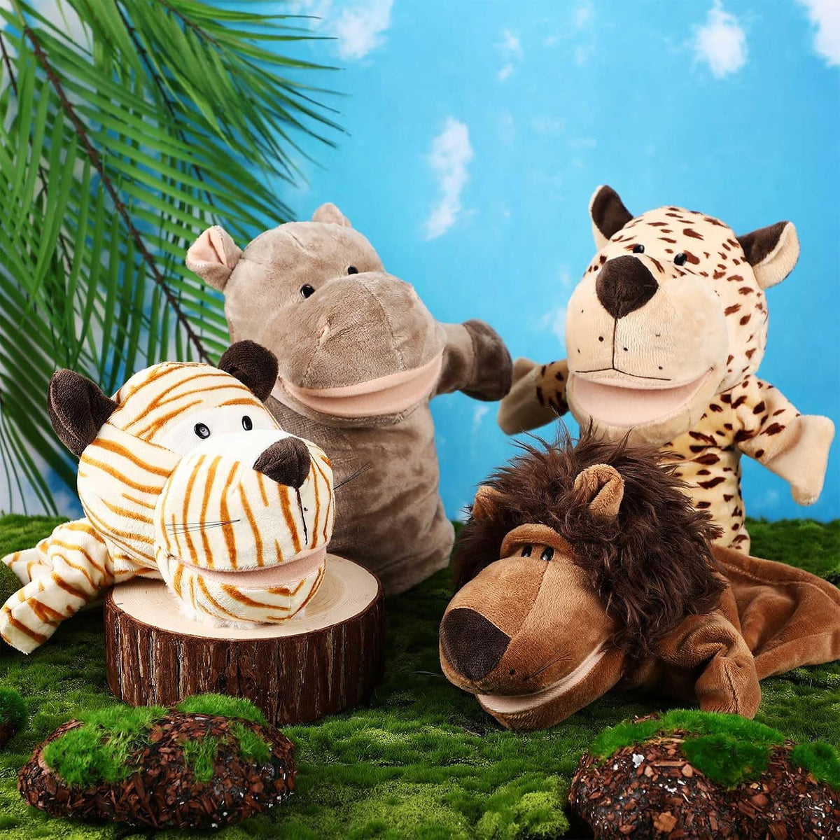 Roundfunny animal hand puppets set of 4: cow, frog, duck and sheep with movable mouths - view 8