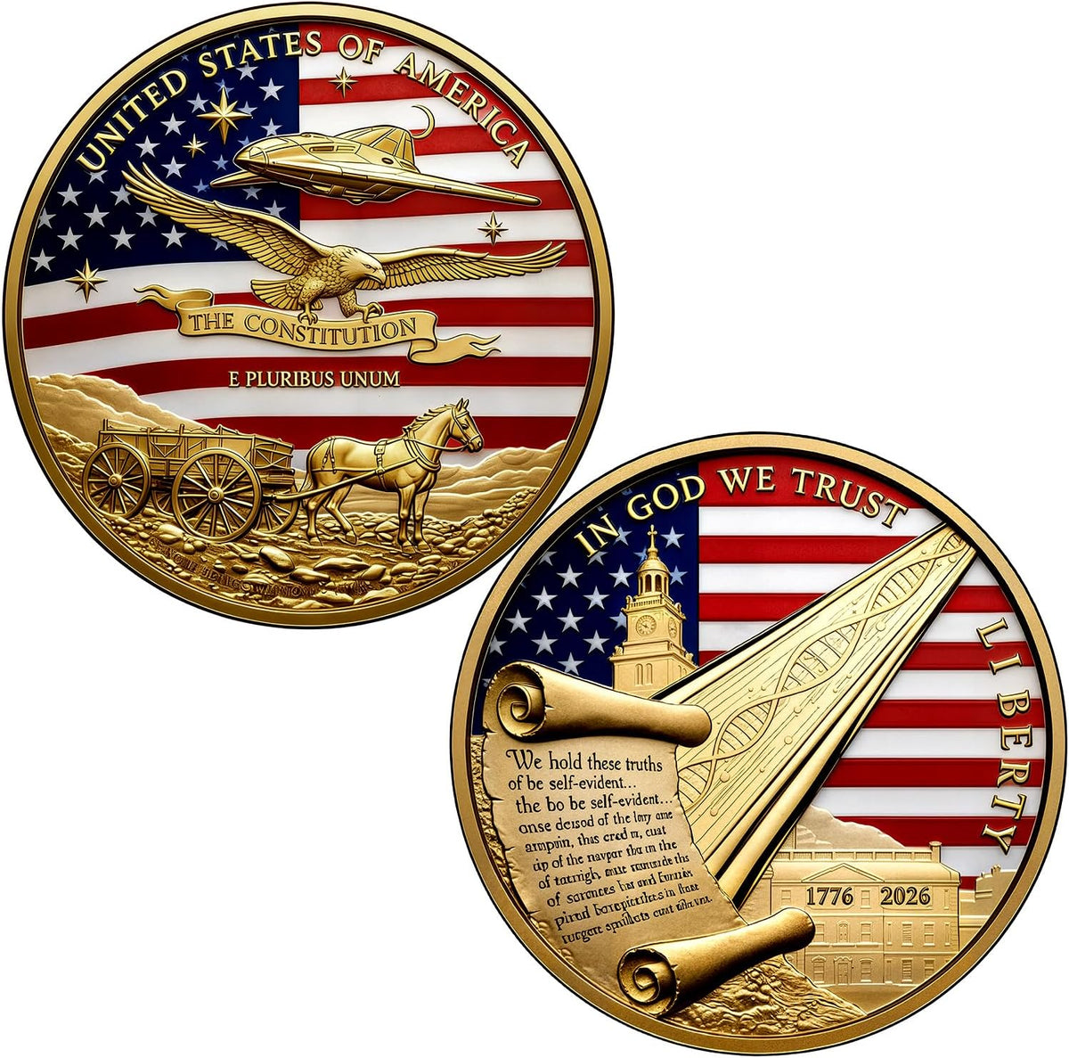 Lastikor 2 inch Marine Corps 250th anniversary coin in copper color - view 4