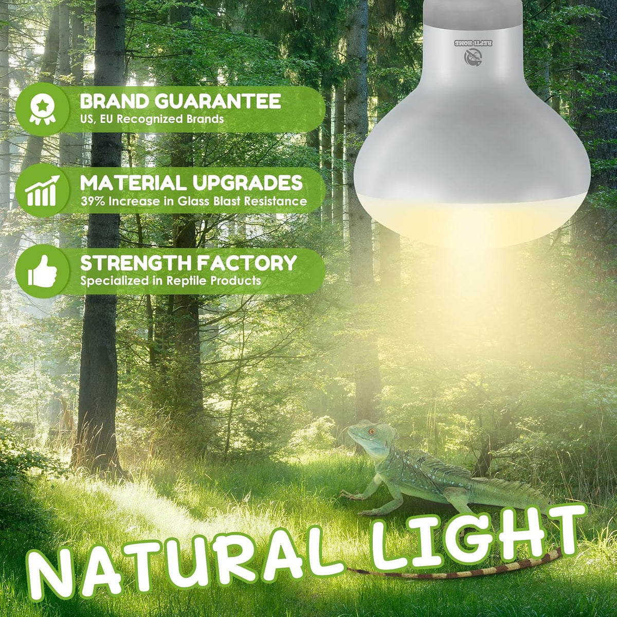 Reptile Heat Lamp Bulbs, Simulate Natural Sunlight Heat Light Bulb, 2 Pack 100W Amphibian Terrarium - Basking Bulb / 2*100 - image 2