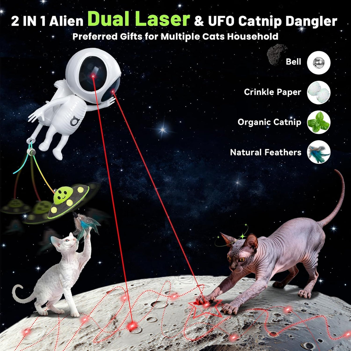 ORSDA Laser Cat Toys for Indoor Cats - Wihte - image 3