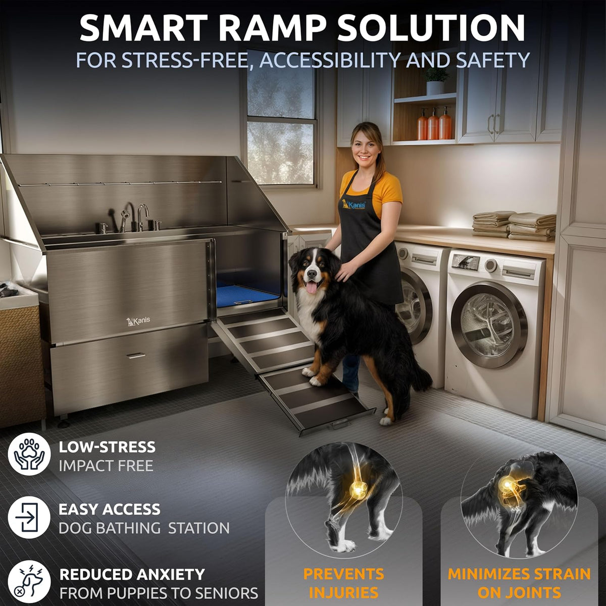 Professional Dog Washing Station 304 Stainless Steel Pets Grooming Tub – Essentials for Dogs - Silver, Right Ramp, 1 Drawer / 61 Inches - image 3
