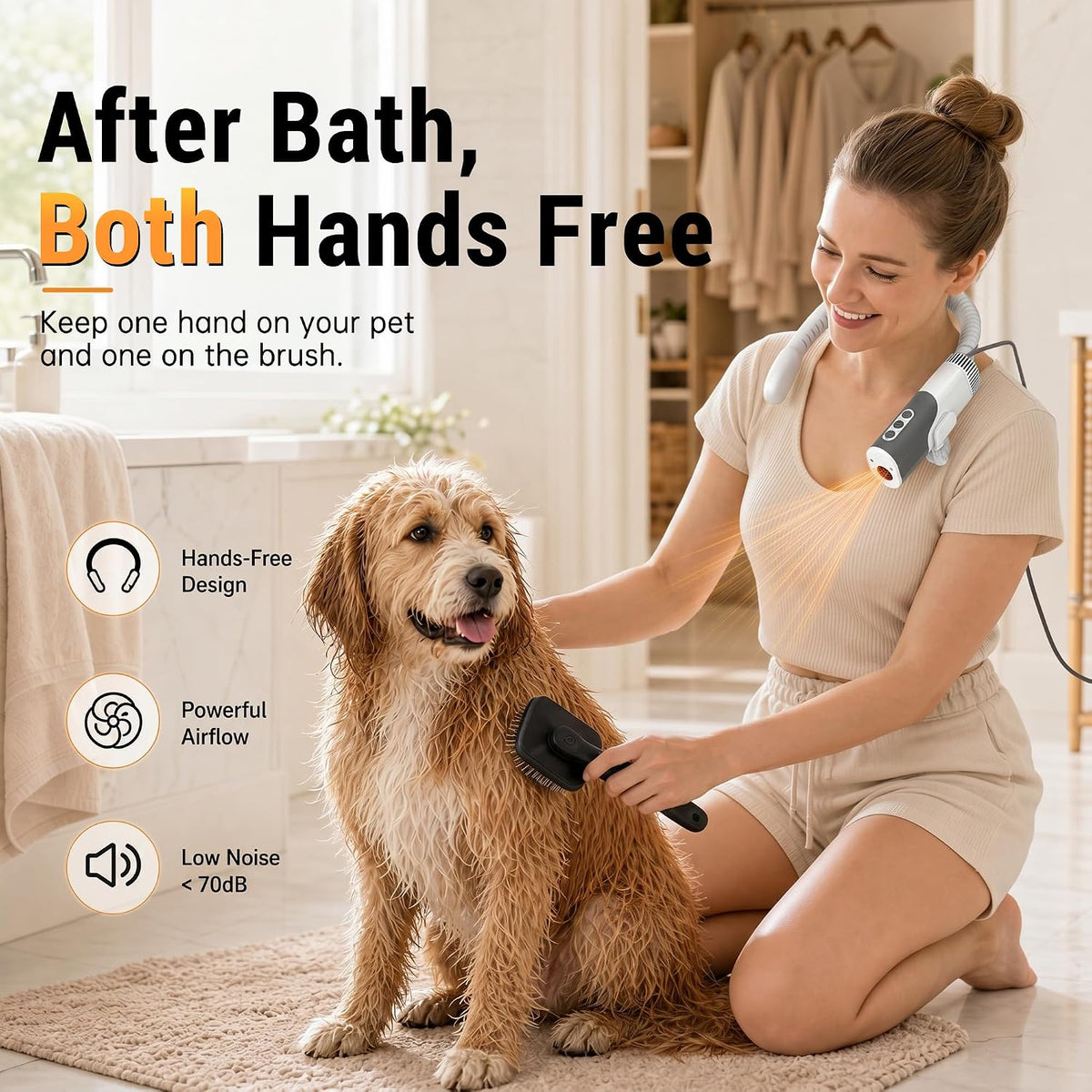 PETNF Hands-Free Neck Dog Dryer, 110 - image 2