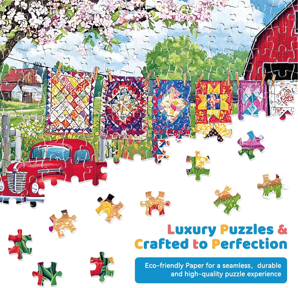 EIYRURU 300 piece jigsaw puzzle of a cottage garden with swans and bridge - view 20
