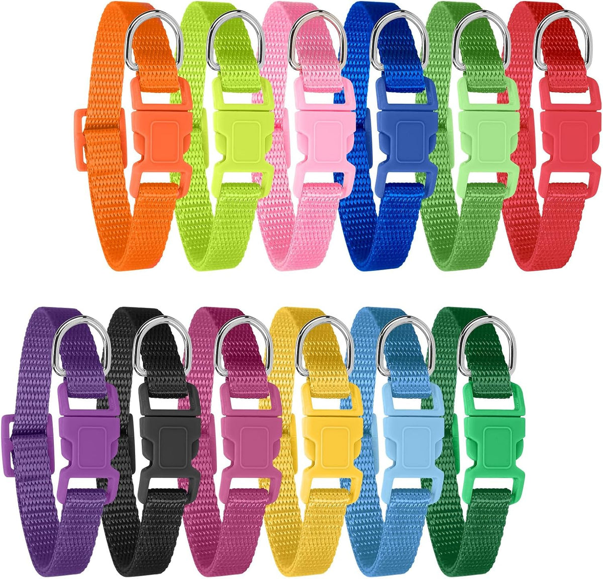 12 Pack Puppy Collars for Litter, Adjustable Puppy ID Collars – Essentials for Small Pets - M / Solid Color