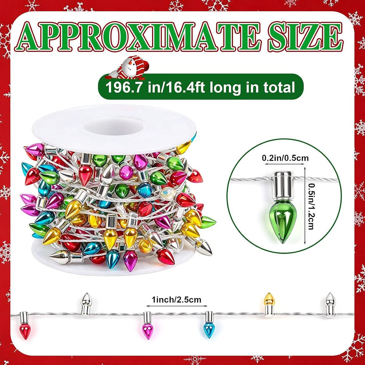 FOIMAS mini dollhouse fake Christmas string lights with colorful plastic bulbs - view 7
